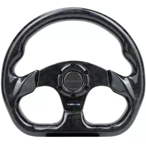 NRG Innovations Flat Bottom 320mm Forged Carbon Fiber Steering Wheel; Gloss Carbon Fiber