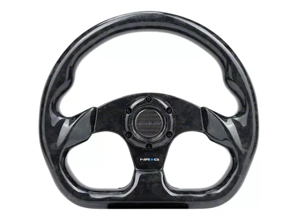 NRG Innovations Flat Bottom 320mm Forged Carbon Fiber Steering Wheel; Gloss Carbon Fiber